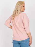 Brudnoróżowa bawełniana bluzka plus size do pracy