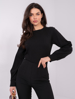 Czarna bluzka longsleeve w prążek RUE PARIS 