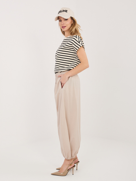 Beżowe spadochronowe spodnie z nogawką 7/8 RUE PARIS