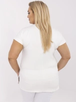 Ecru damska bluzka plus size z rozcięciami