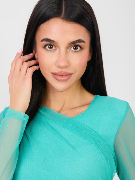 Turkusowe drapowane body z siateczki