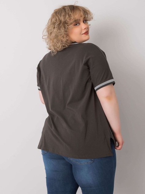 Ciemna khaki bluzka plus size z aplikacją Billi