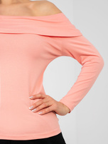 Brzoskwiniowa dopasowana bluzka hiszpanka basic RUE PARIS 