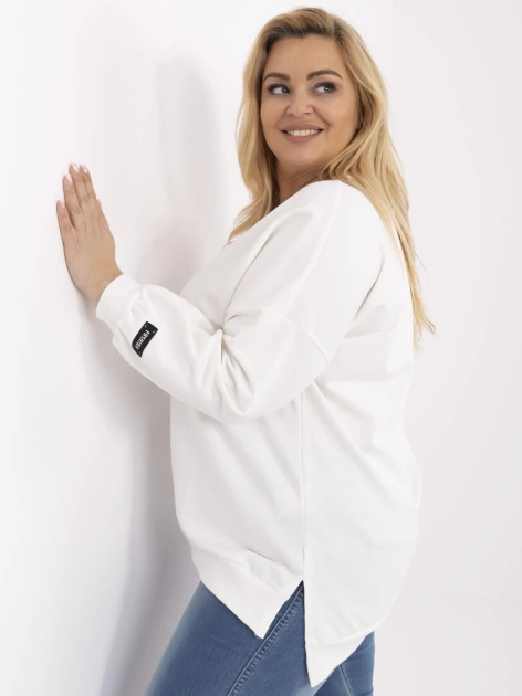Ecru damska bluza plus size z rozcięciami