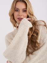 Kremowy sweter boucle z okrągłym dekoltem