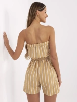 Camelowo-biały krótki kombinezon na lato RUE PARIS