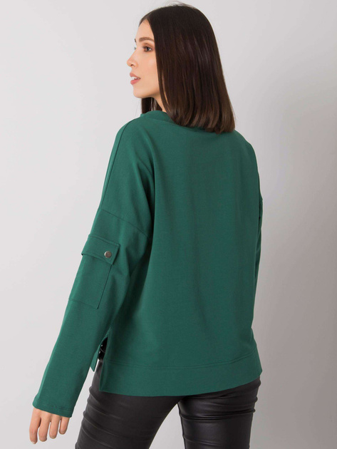 Ciemnozielona bluzka plus size z kieszenią na rękawie Lunnara