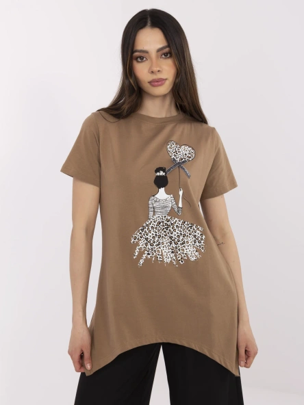 Jasnobrązowa asymetryczna bluzka z bawełny