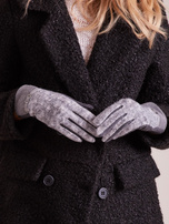 Ciemnoszare rękawiczki z dzianinową wstawką