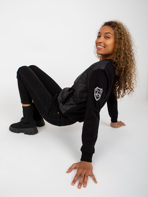 Hurt Czarna pikowana bluza bomberka z kieszeniami RUE PARIS