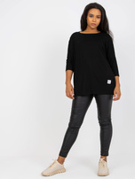 Hurtownia online Czarna gładka bluzka plus size z bawełny 