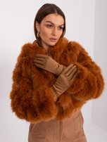 Hurt Camelowe rękawiczki z ozdobnym paskiem