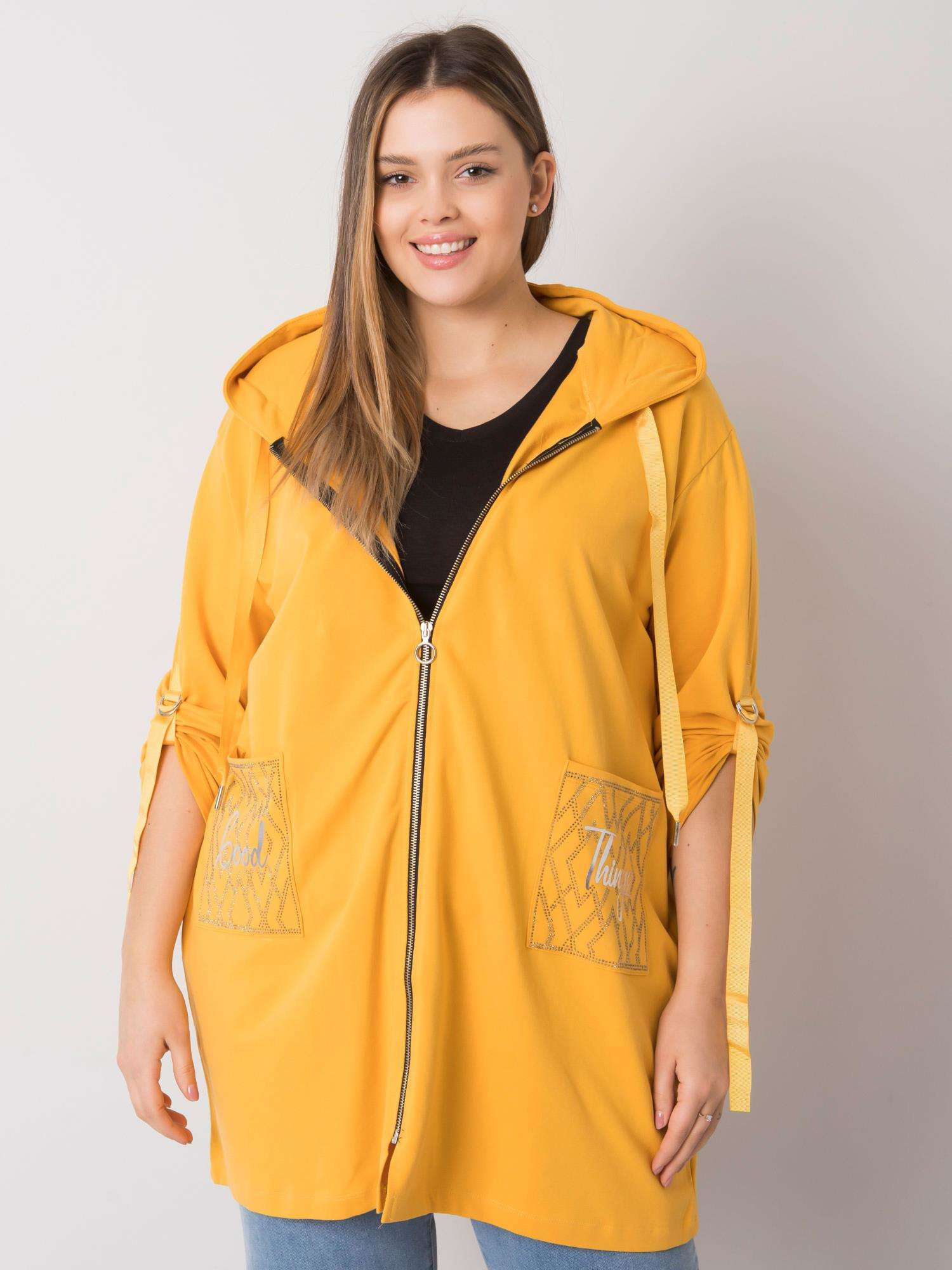 Gelbe Plus-Size-Jacke mit Reißverschluss Zürich.