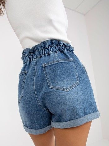 Hurtownia Niebieskie szorty jeansowe z guzikami