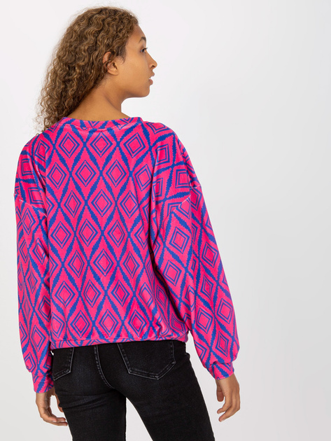 Hurt Różowo-niebieska welurowa bluza z nadrukiem bez kaptura RUE PARIS