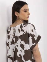 Brązowo-biały letni komplet w krowi wzór 