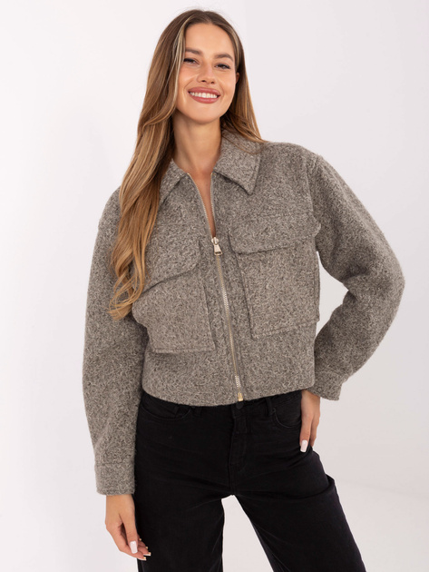 Szara kurtka boucle z kołnierzykiem SUBLEVEL