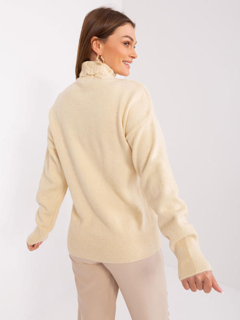 Hurt Jasnobeżowy damski sweter z warkoczami