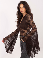 Czekoladowa bluzka z rozkloszowanymi rękawami