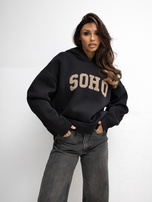 Czarna damska bluza z napisem Soho RUE PARIS 