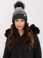 Hurt Ciemnoszara zimowa czapka w warkocze RUE PARIS