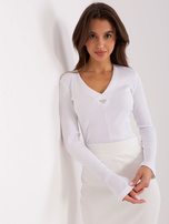 Hurt Biała dopasowana bluzka longsleeve z bawełny