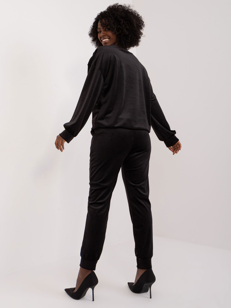 Hurtownia Czarny casualowy komplet damski z weluru