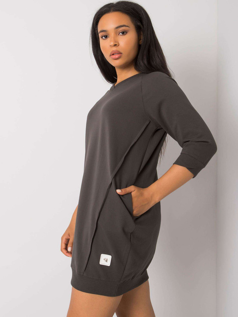 Ciemna khaki bawełniana sukienka plus size Karissa