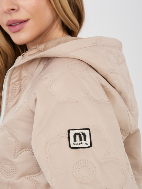 Beżowa pikowana kurtka z kapturem RUE PARIS