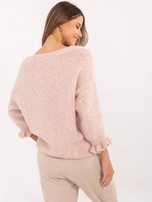 Hurt Jasnoróżowy sweter oversize z okrągłym dekoltem