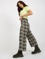 Hurt Khaki szerokie spodnie kuloty materiałowe z wełny