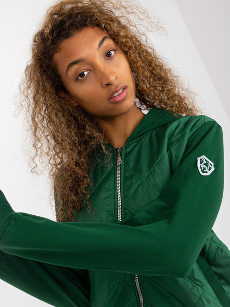 Hurt Ciemnozielona pikowana bluza bomberka z bawełny RUE PARIS