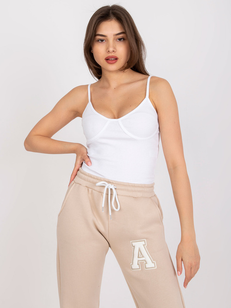 Biały krótki top prążkowany Alla OCH BELLA