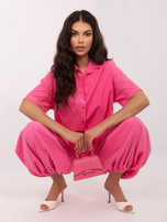 Ciemnoróżowa asymetryczna koszula z sztruksu 