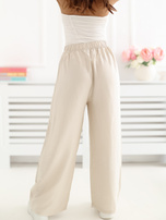 Jasnobeżowe letnie spodnie wide leg 