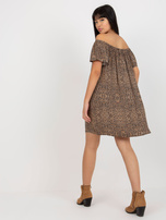 Hurt Brązowa sukienka hiszpanka w zwierzęcy wzór FRESH MADE