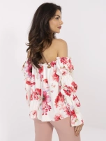 Hurt Jasnobeżowa bluzka hiszpanka z marszczonymi rękawami