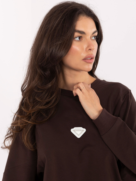 Czekoladowa damska bluza bez kaptura RUE PARIS