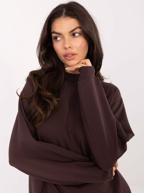 Czekoladowa bluza oversize bez kaptura BASIC FEEL GOOD
