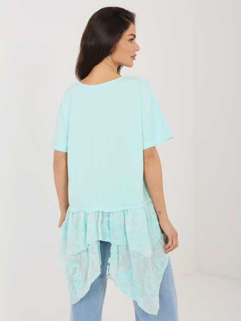 Miętowa długa bluzka z bawełny