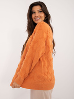 Hurt Pomarańczowy sweter oversize z okrągłym dekoltem