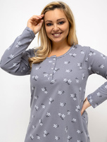 Ciemnoszara nocna koszula plus size z guzikami