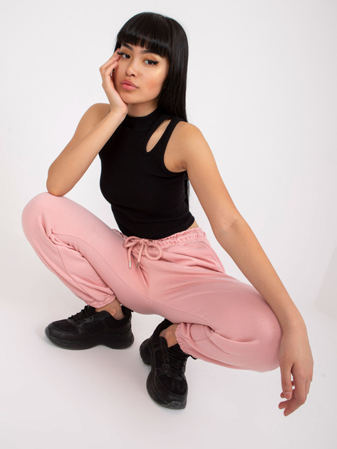 Jasnoróżowe damskie spodnie dresowe joggery Lisa