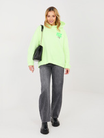 Fluo zielona dresowa bluza z naszywkami