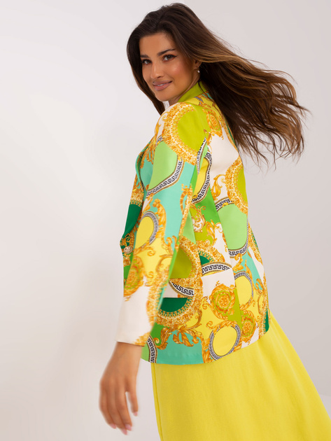 Hurtownia Zielono-żółta wzorzysta marynarka damska