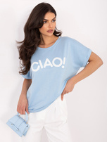 Jasnoniebieska damska bluzka z krótkim rękawem RUE PARIS 