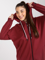 Hurt Bordowa rozpinana bluza plus size z nadrukiem z tyłu