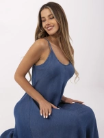 Ciemnoniebieska maxi sukienka z cienkiego jeansu