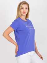 Fioletowy asymetryczny t-shirt plus size z bawełny