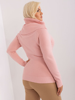 Hurt Jasnoróżowy sweter plus size ze ściągaczami  